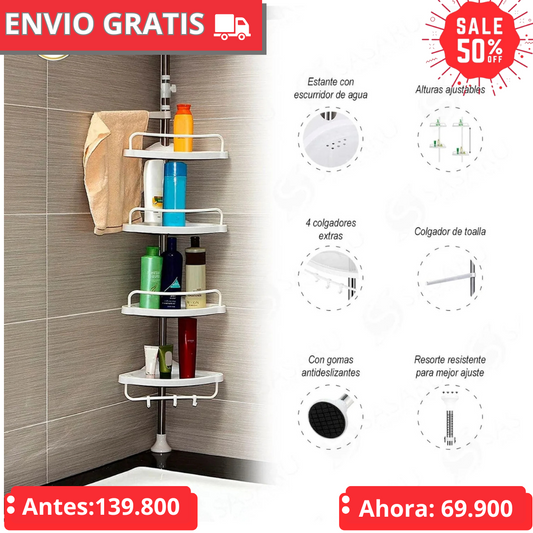 Organizador Esquinero para baño hasta 2.60mts
