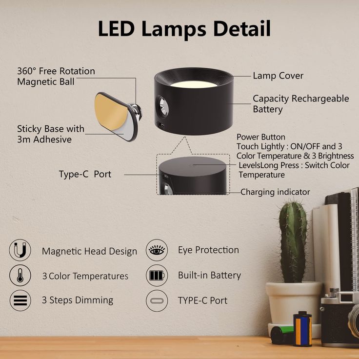 LAMPARA DE PARED TOUCH RECARGABLE