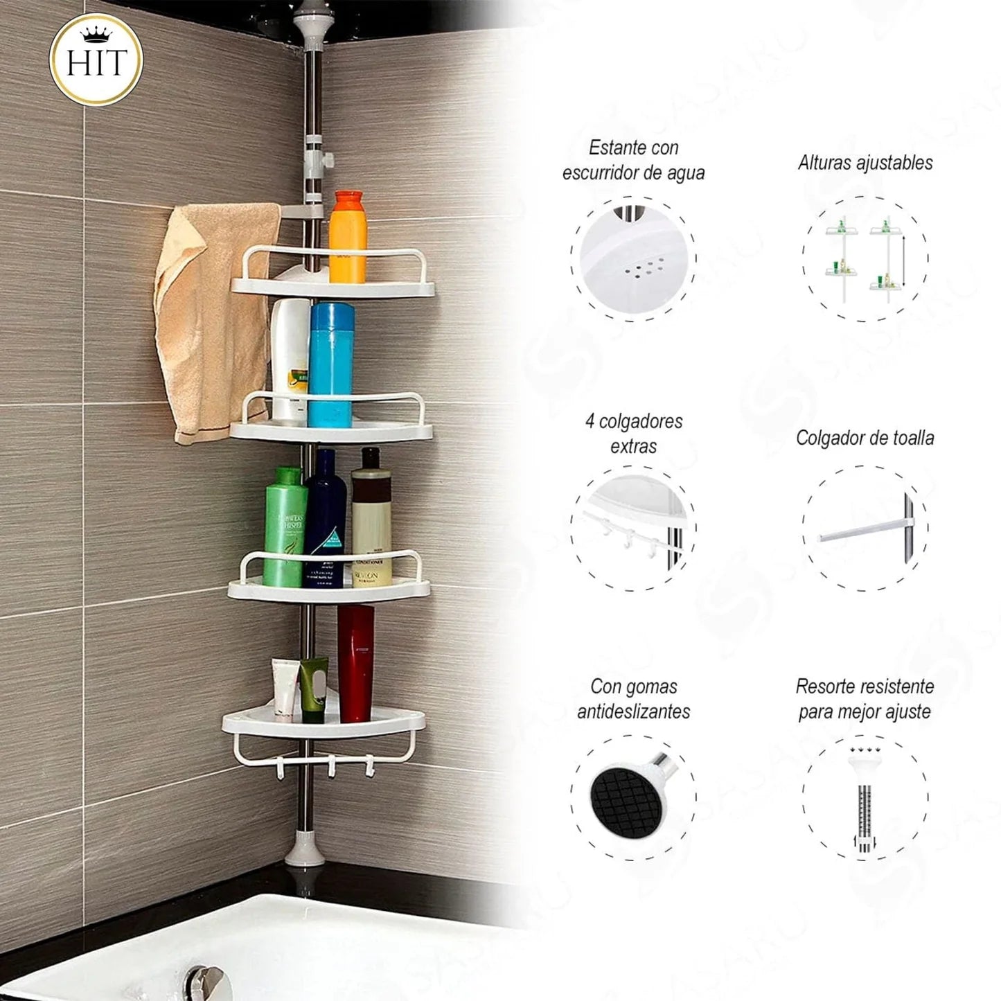 Organizador Esquinero para baño hasta 2.60mts